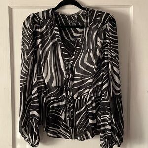 Nicole Miller Black and White Zebra Blouse